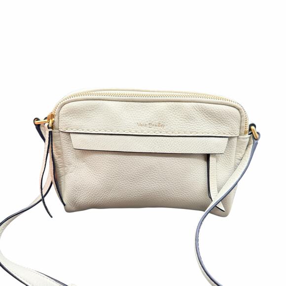 Vera Bradley Cream Pebbled Leather Crossbody Floral Lined Small Bag - Picture 1 of 10